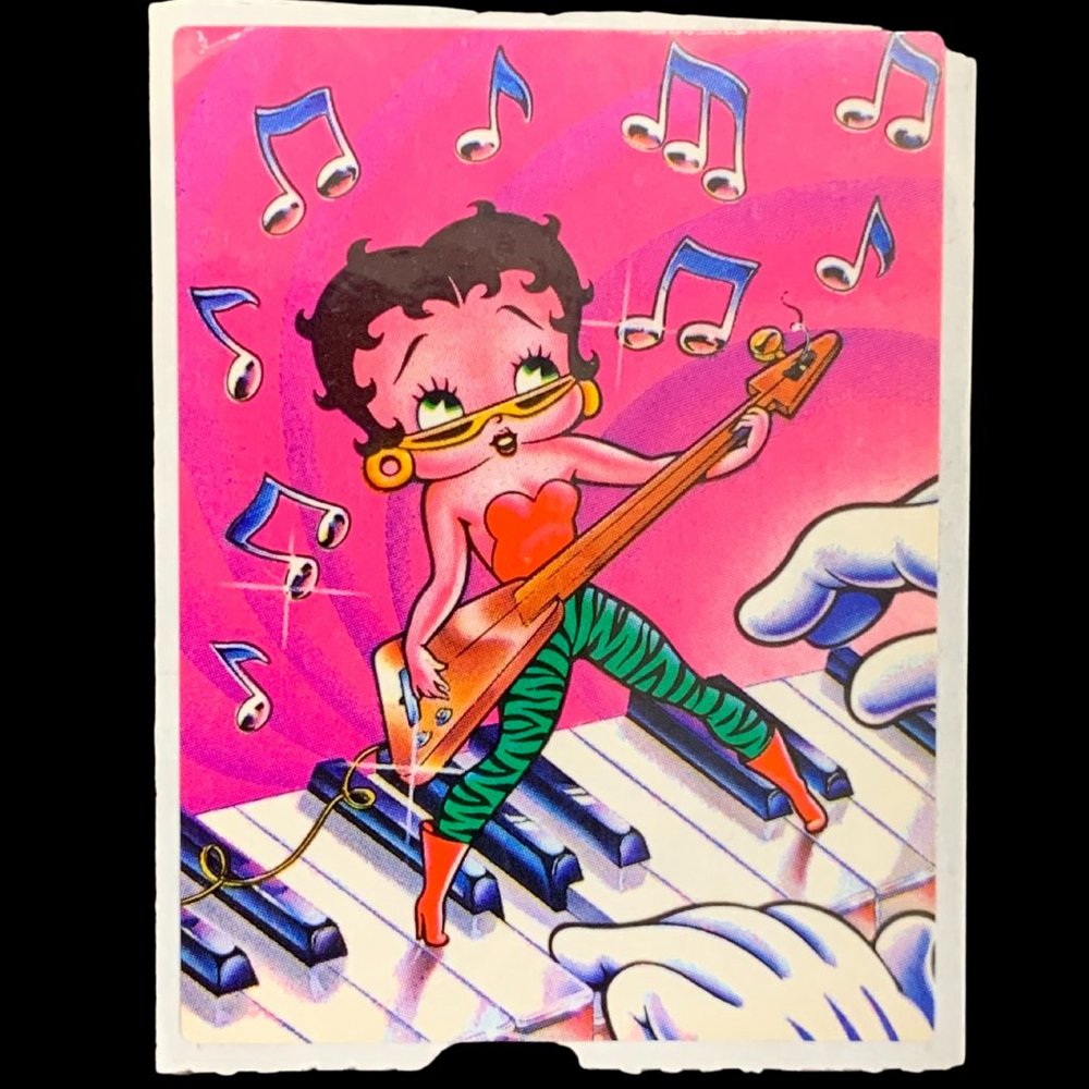 Lisa Frank Betty Boop Guitar Sticker Mod 80s